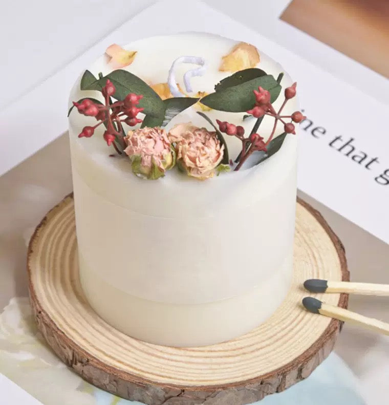 Vela aromática artesanal con flores secas – 100% cera de soja natural